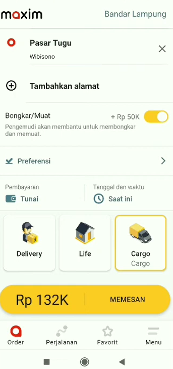 Cek tarif maxim