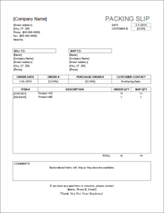 Contoh packing list - packing slip - anikasrfowler