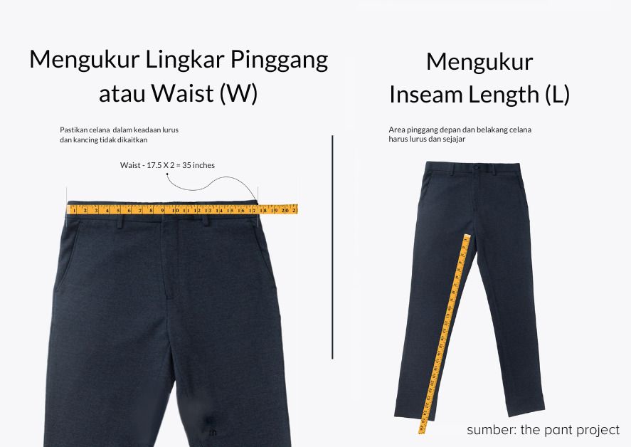 Cara mengukur celana jeans beli online, apa maksud kode w dan l? 3