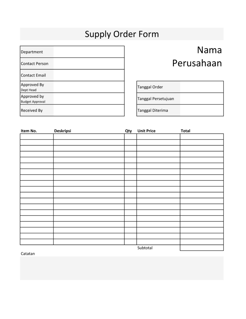 Contoh order form template gratis, unduh di sini! 7