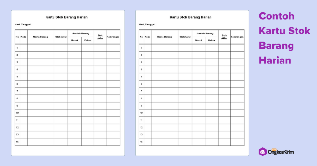 Contoh kartu stok barang harian
