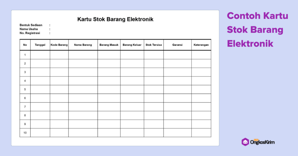 Contoh kartu stok barang elektronik