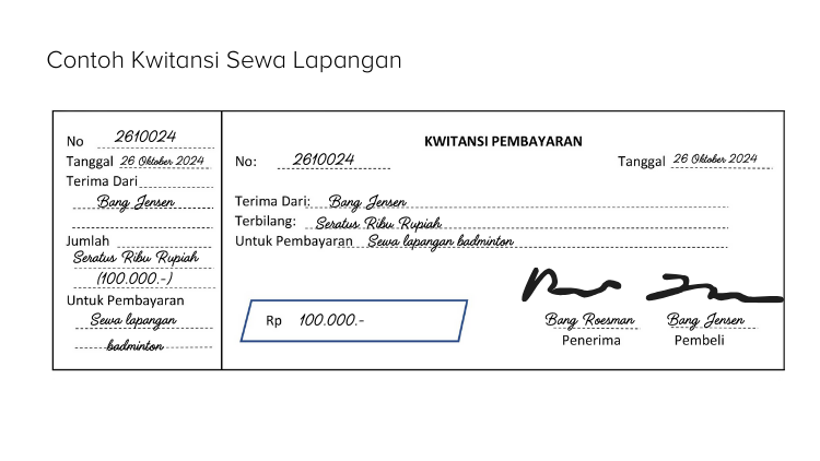 Template kwitansi excel, cocok buat administrasi dan pembukuan 1