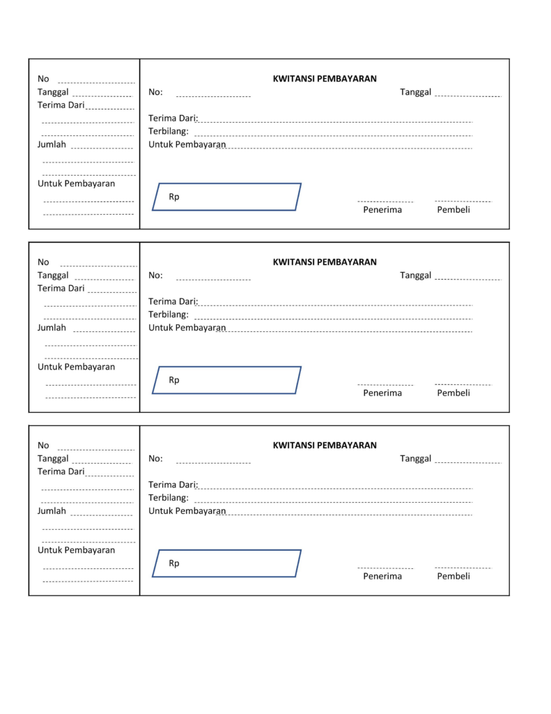 Template kwitansi excel, cocok buat administrasi dan pembukuan 3