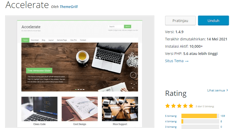 Rekomendasi Tema WordPress Gratis Terbaik: Accelerate