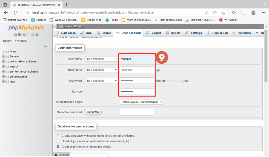 How to Install WordPress in XAMPP Localhost Right - entar the login information that will be needed when logging in to WordPress