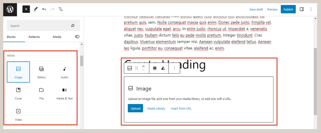 Create media block in Gutenberg