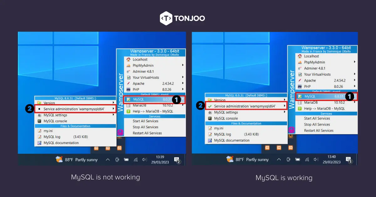 cara mengatasi icon oranye wampserv - restart mysql 2