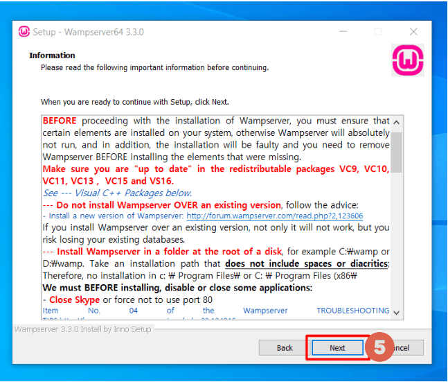 Cara instal wampserver - read information next