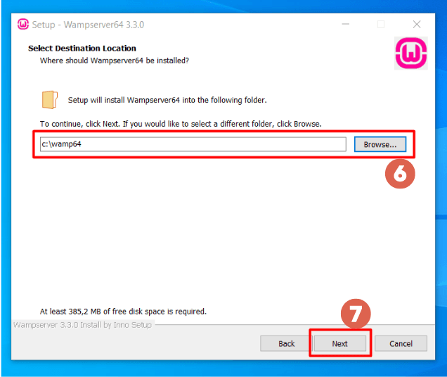 Cara instal wampserver - select destination