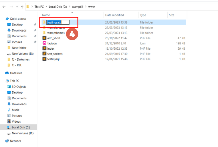 Cara install wordpress di wampserver - nama folder