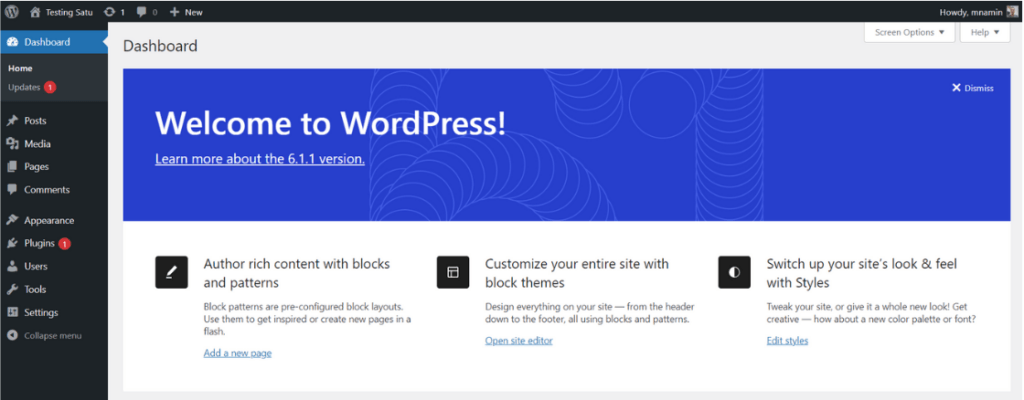 Cara install wordpress di wampserver - wordpress dashboard