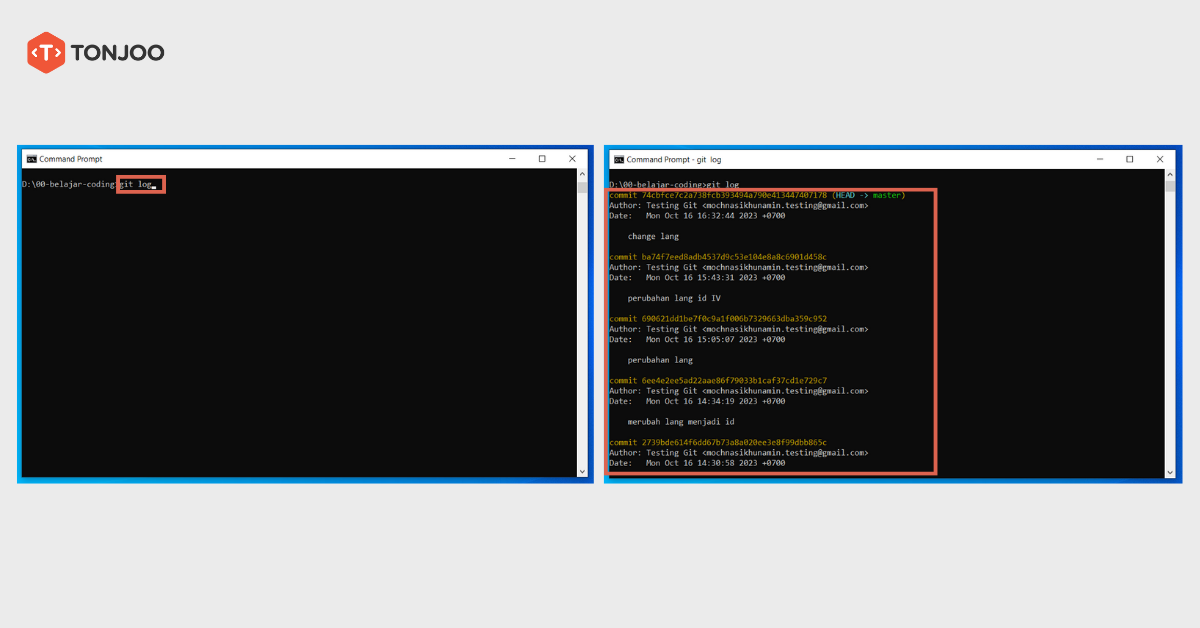 cara menggunakan git log