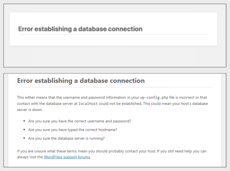 Error Establishing a Database Connection