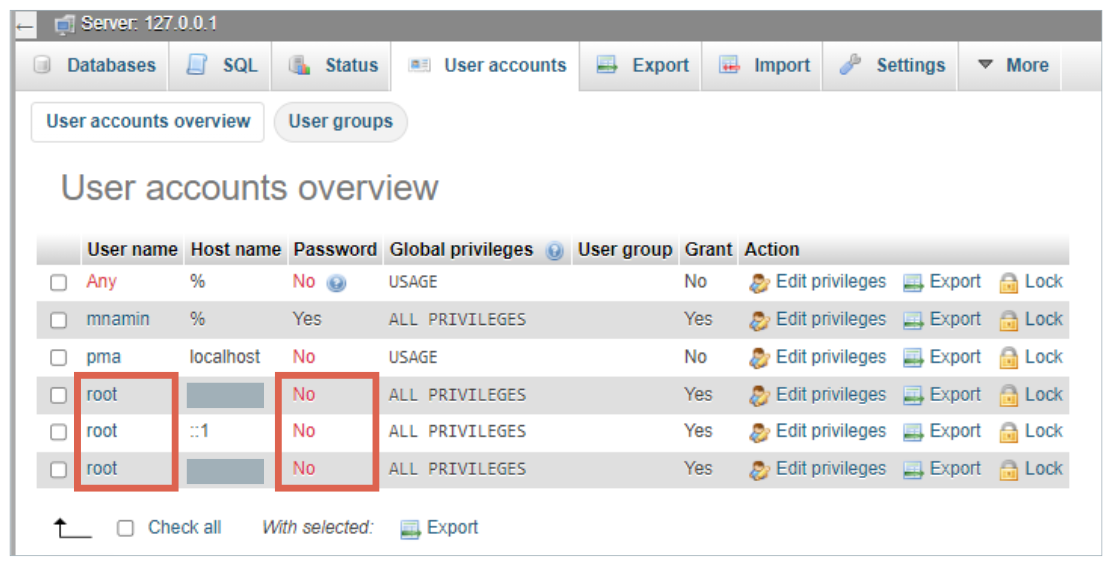 alasan tidak menggunakan xampp untuk server production yang pertama: karena administrator mysql mudah diakses