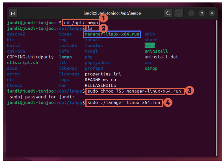 Cara mengubah Password MySQL XAMPP di linux