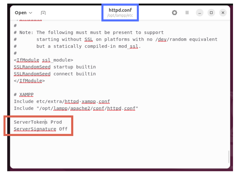 Cara Menyembunyikan Versi Server Apache XAMPP di ubuntu