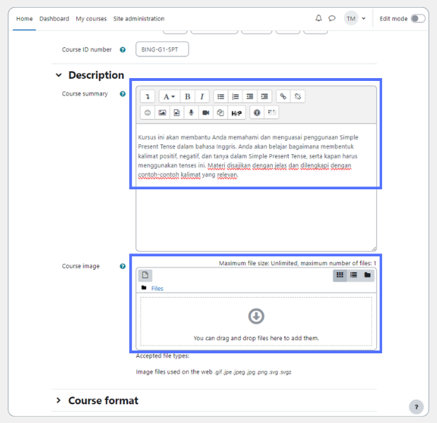 cara membuat kelas di moodle