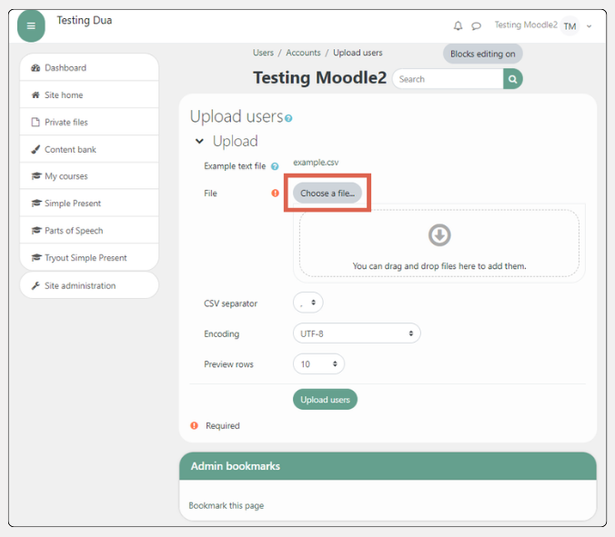 cara menambahkan user di moodle