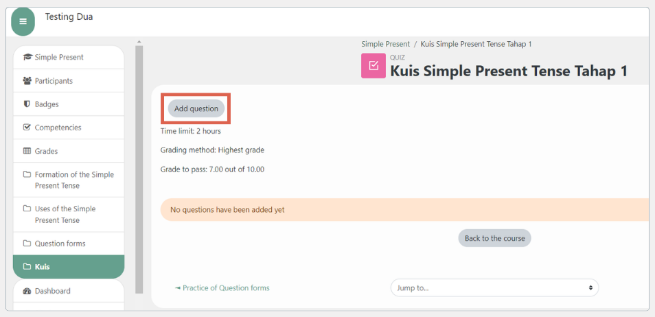 cara membuat ujian di moodle