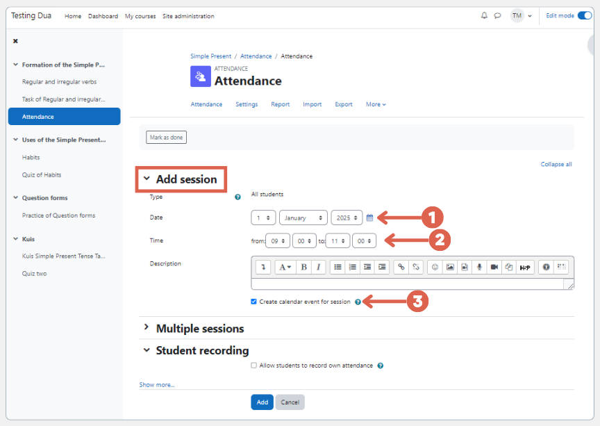 cara membuat presensi di moodle