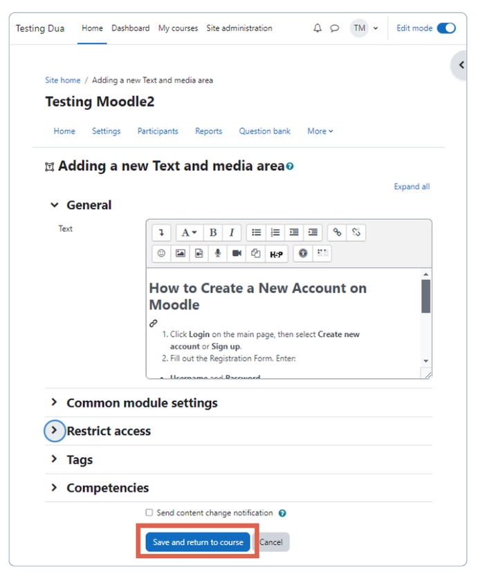 membuat panduan pendaftaran akun pengguna di moodle