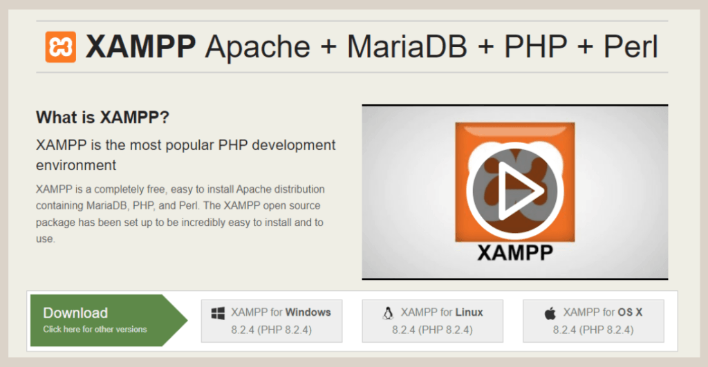 XAMPP Install Screen