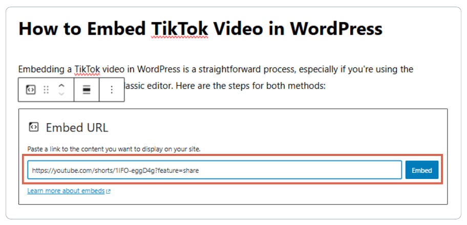 Cara Embed Video TikTok di WordPress