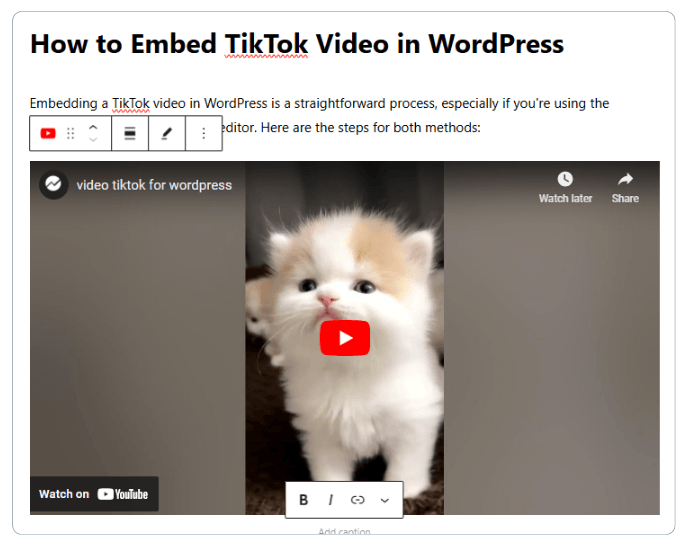 Cara Embed Video TikTok di WordPress