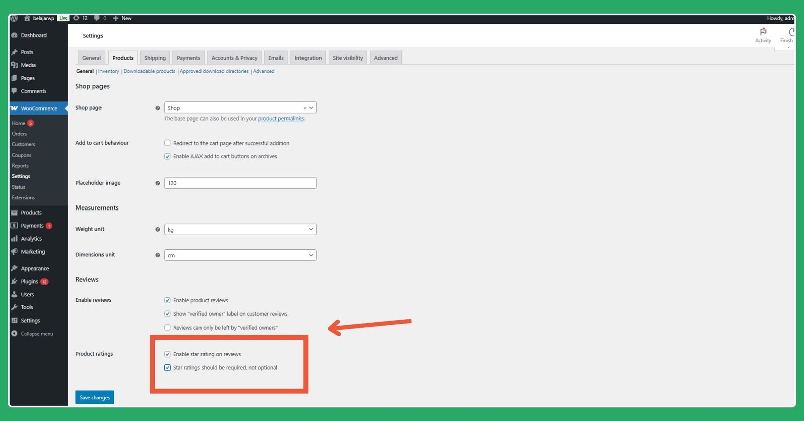 Enable star rating on reviews