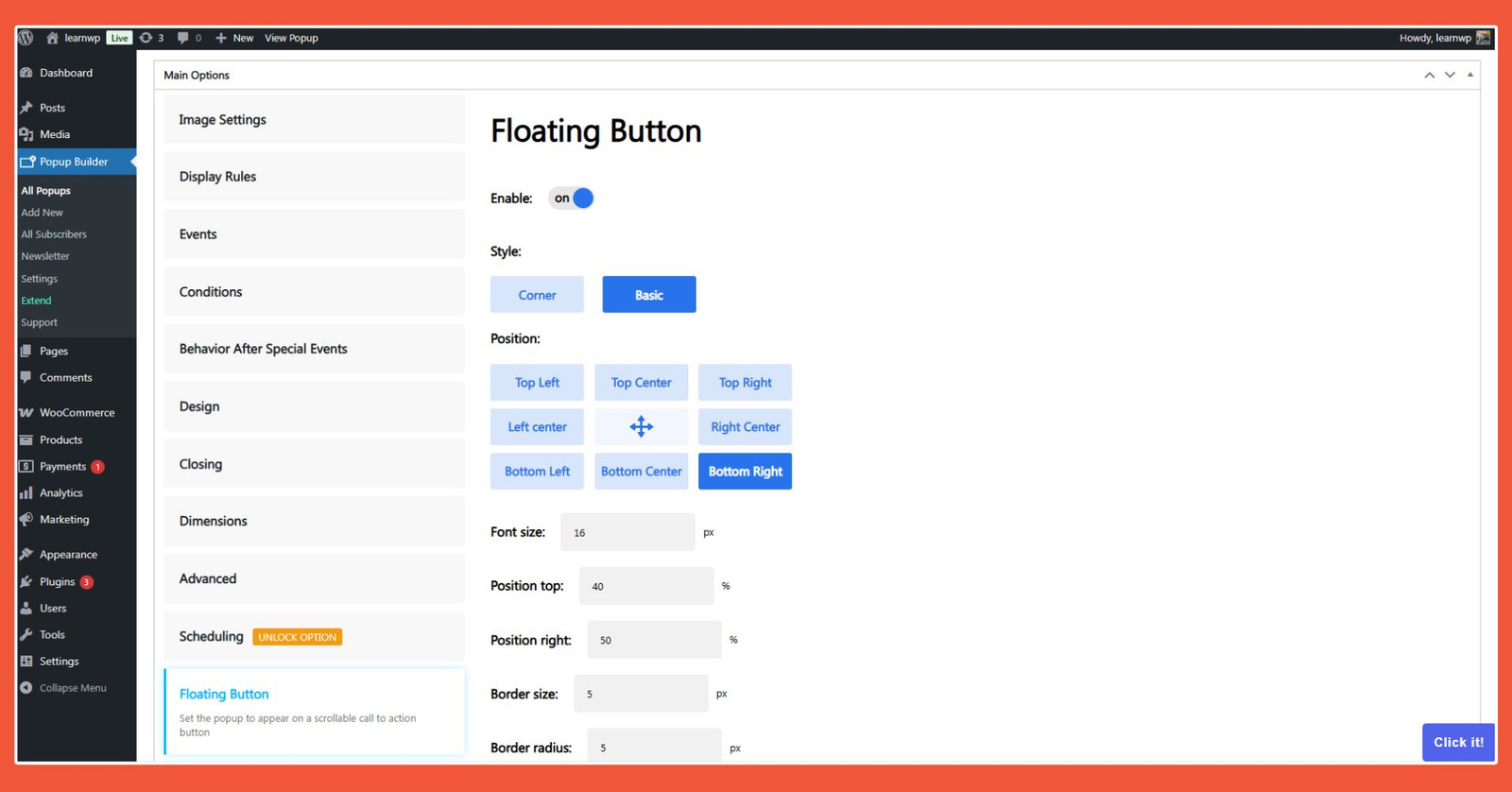 Floating Button Popup Builder 