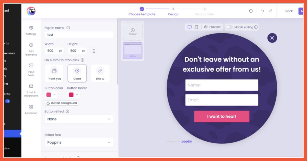 Poptin Drag and drop popup builder