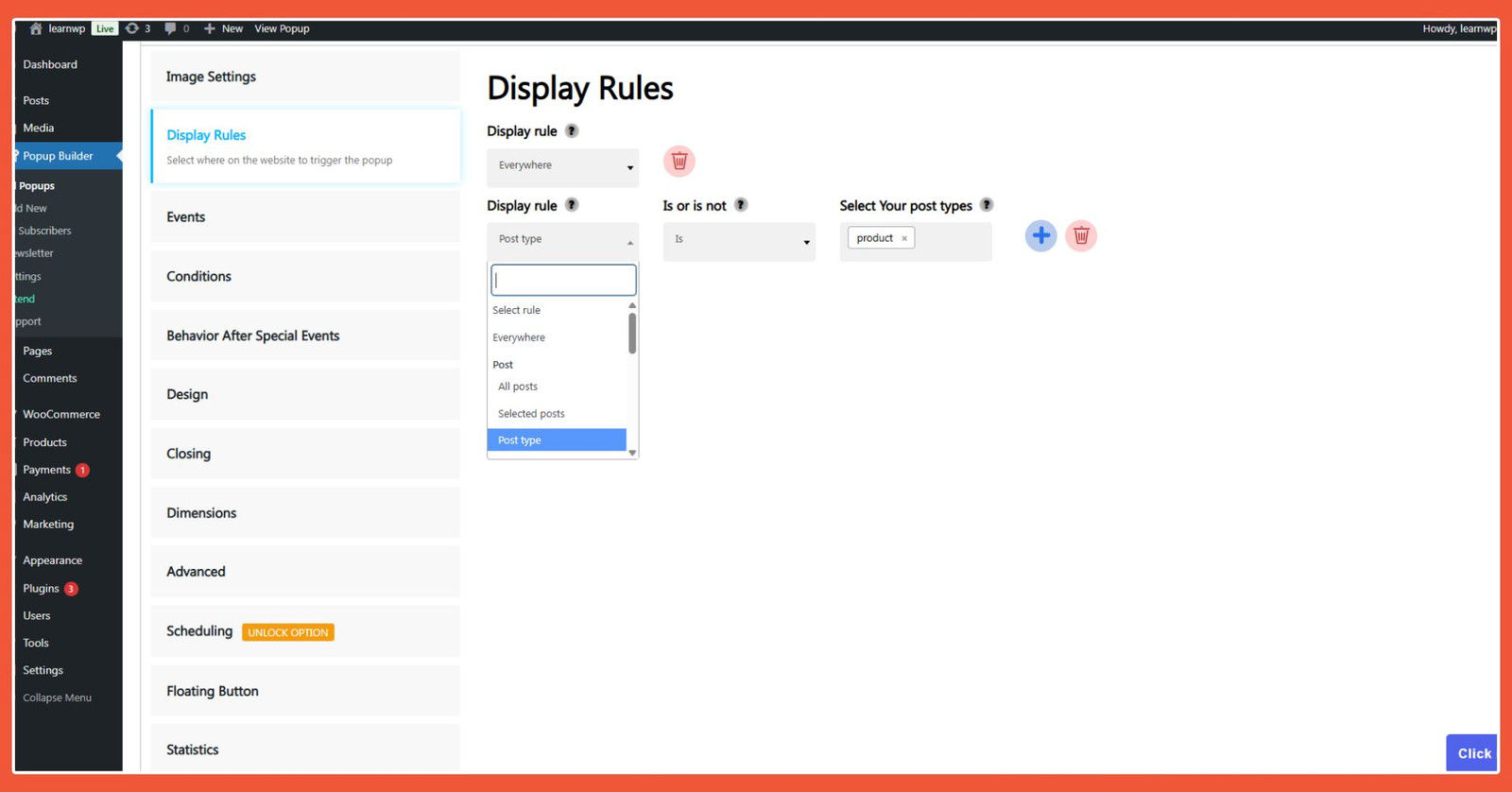 Popup Builder - Display Rules