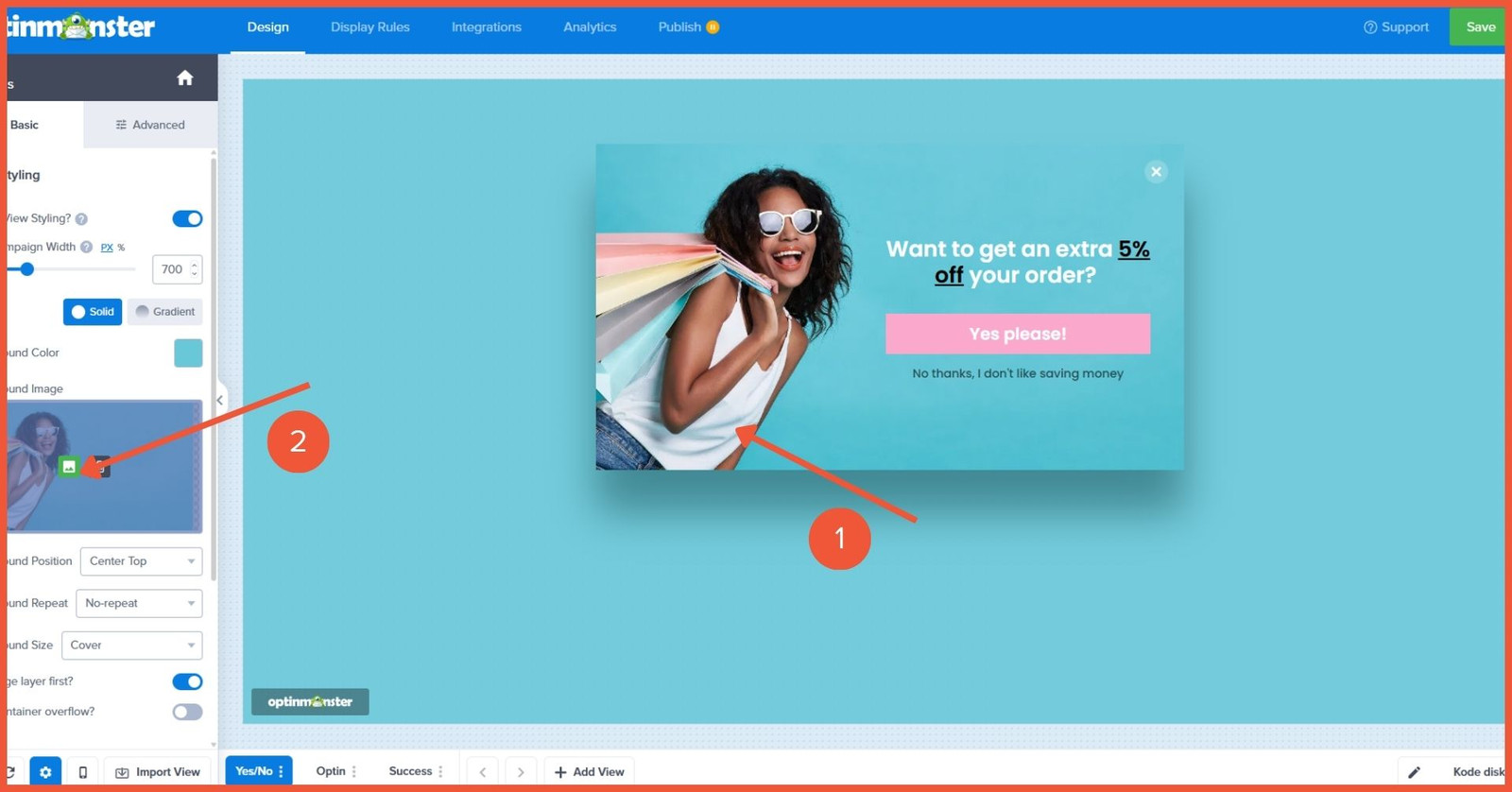 cara mengubah gambar popup plugin OptinMonster