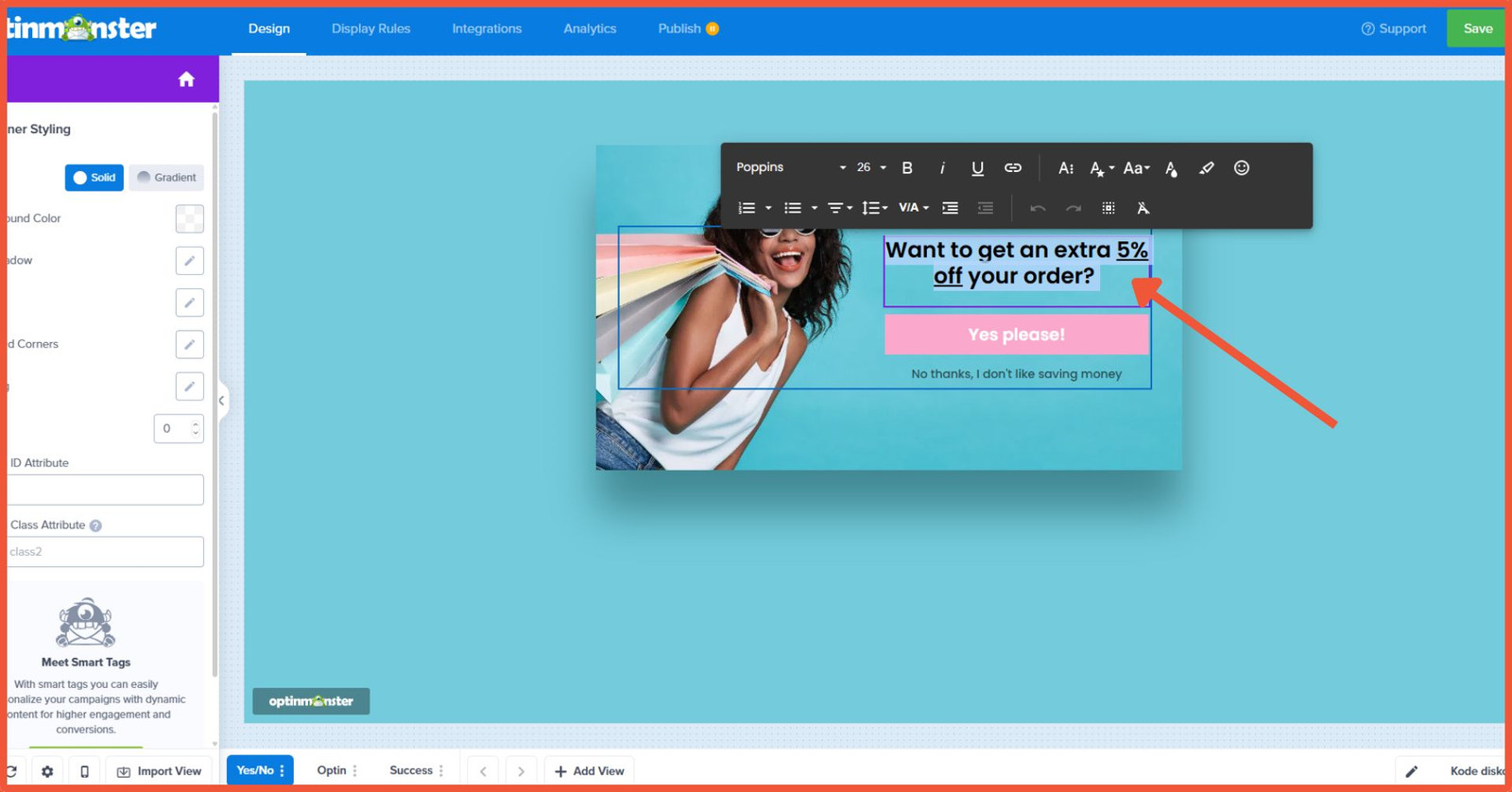 cara mengedit teks plugin popup OptinMonster