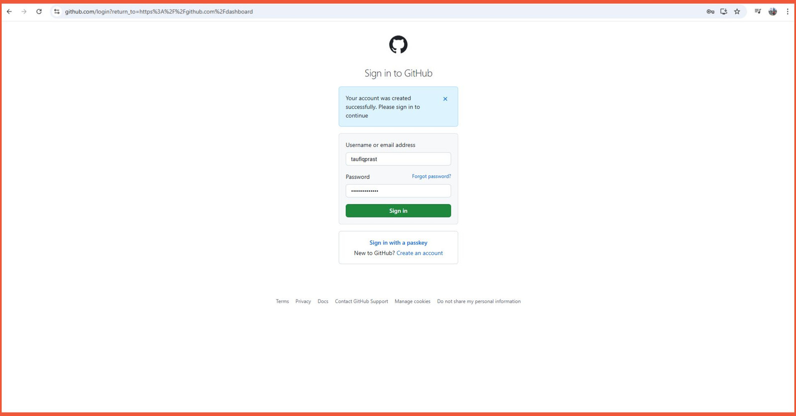 Halaman login GitHub