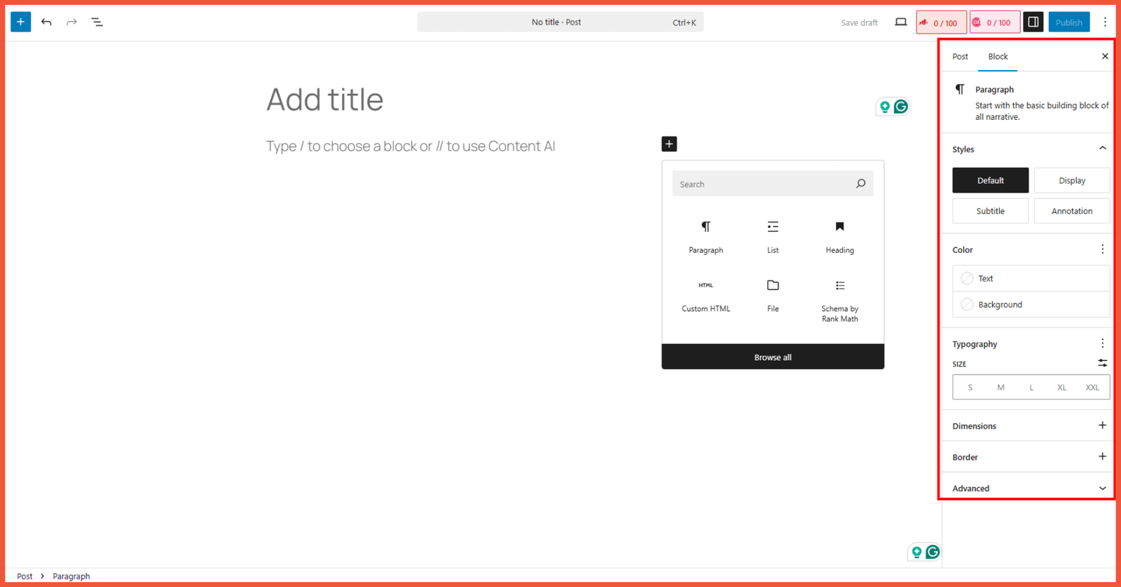 block setting di sidebar