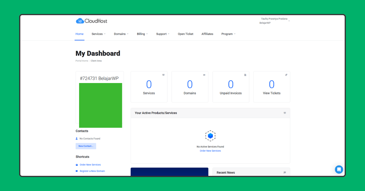 IDCloudhost member area page IDCloudhost member area page